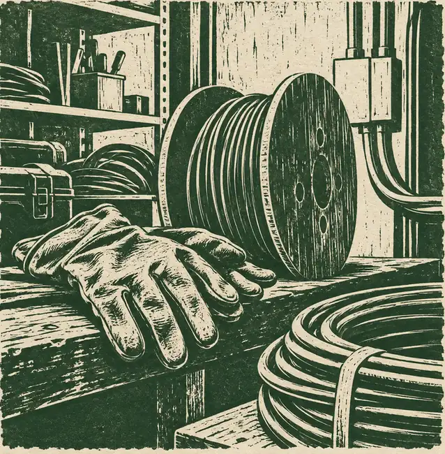 Illustration of electrical contractors equipment and workspace